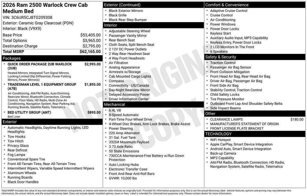 ram ram 2500 pickup 2026 3C6UR5CJ8TG209308 image ram ram 2500 pickup 2026 3C6UR5CJ8TG209308 image
